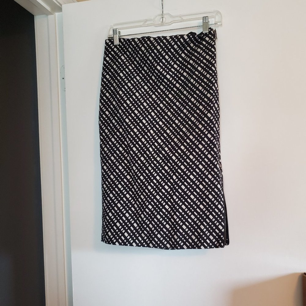 Express striped pattern side zipper skirt